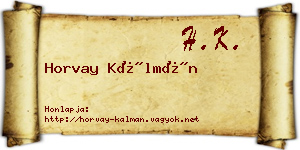 Horvay Kálmán névjegykártya